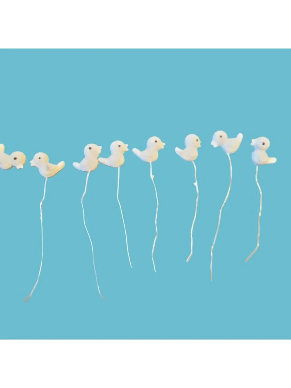 White Flocked Bird Decoration Wire Stem Crafting Floral Design Lot 8